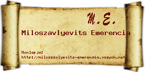 Miloszavlyevits Emerencia névjegykártya